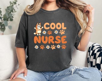 Cartoon Dog Nurse Shirt, Registered Nurse Tee, Bingo Inspired Top