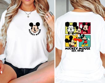 Retro Mickey Mouse Est 1928 Shirt, Disney Front and Back Tee, Vintage Mickey Mouse Shirt, Disneyland Family Trip