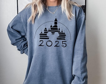 Mickey Castle 2025 Comfort Colors Sweatshirt, Retro Disney Family Matching Hoodie