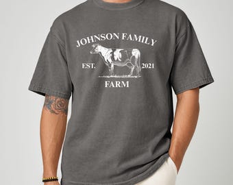 Custom Family Farm T-Shirt, Vintage Cow Graphic Tee