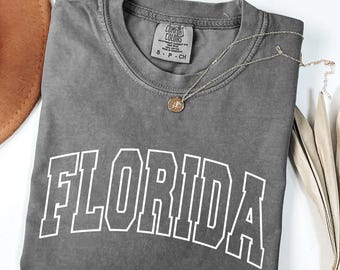 Florida Shirt, Vintage Florida T-shirt, Comfort Colors Green Florida Tee, Retro Varsity State Shirt