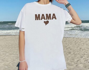 Leopard Mama Heart Shirt: Animal Print Mom Tee - Comfort Colors