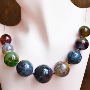 Lampwork hand blown silver fumed glass bubble necklace READY TO SHIP