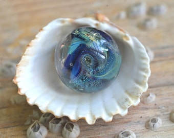 Galaxy lampwork glass bead, universe bead, space and vortex bead #4