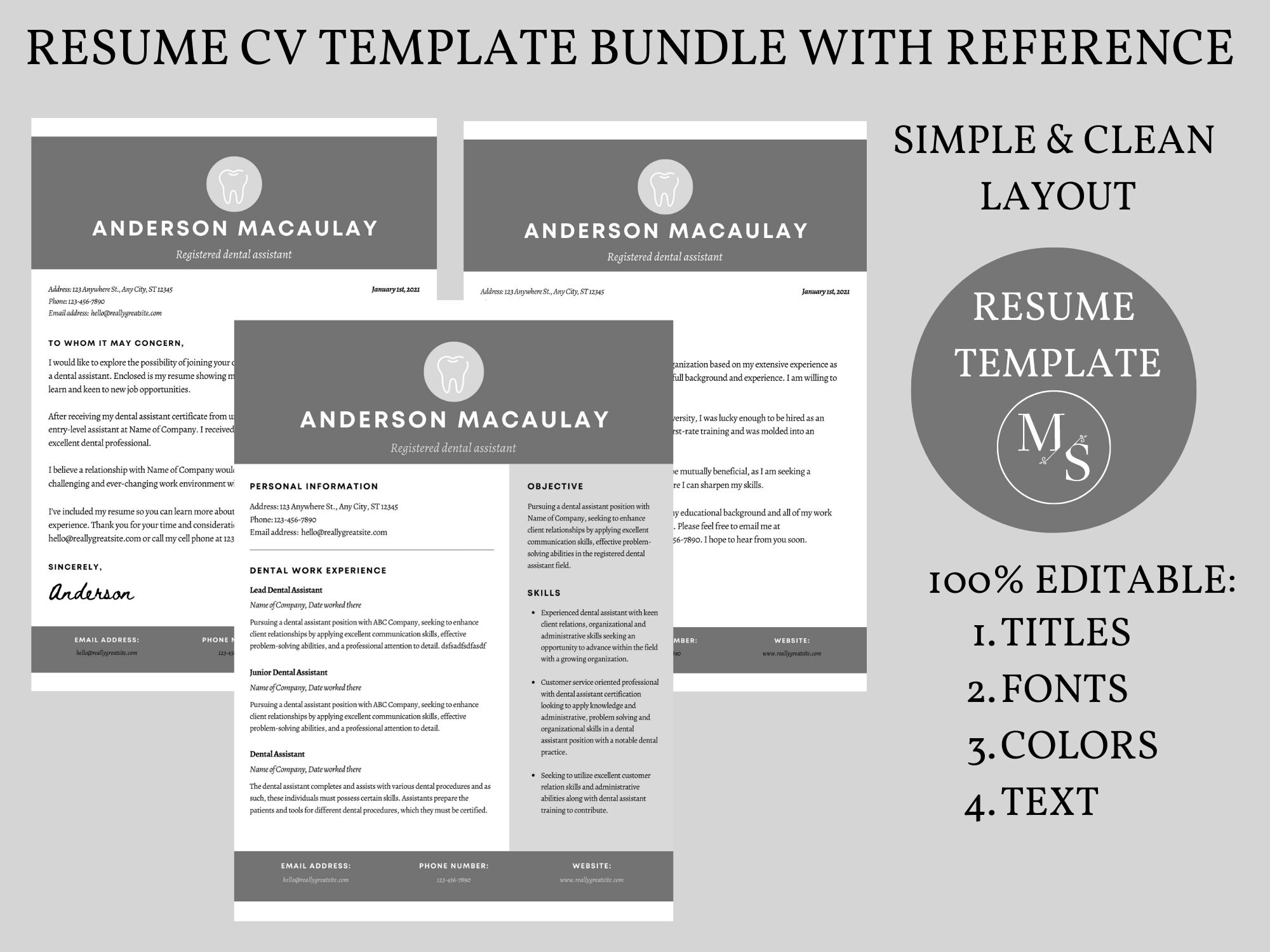 Dentist cv template - Etsy.de