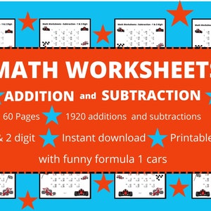 Mathe Arbeitsblätter Addieren und Subtrahieren, 1920 Addieren und Subtrahieren ein- und zweistellig, Math Drills, Sofort Download, Printable