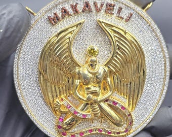 Makaveli Angel Pendant: Moissanite, Ruby, 925 Sterling Silver