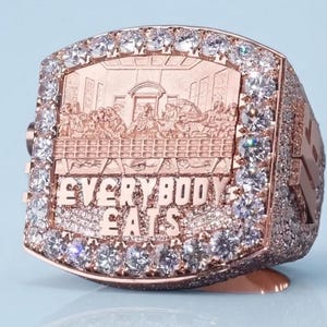 Moissanite Everybody Eats Rose Gold Plated Hip Hop Luxury Men Iced Out Ring