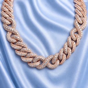 Collier chaîne cubaine en moissanite, argent sterling 925 serti de pierres, style hip-hop luxueux, cadeau pour hommes et femmes