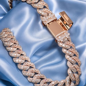 Collana a maglie cubane con moissanite in argento sterling 925, collana a maglie serpente tempestata di diamanti, catena hip hop di lusso, gioiello di tendenza da regalare