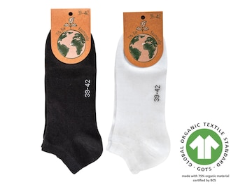 Low Cut Baumwollsocken aus 75% Bio-Baumwolle (GOTS-zertifiziert) | BIO Nachhaltige Socken | Socken aus Bio-Baumwolle | Sneaker Socken | Sportlich