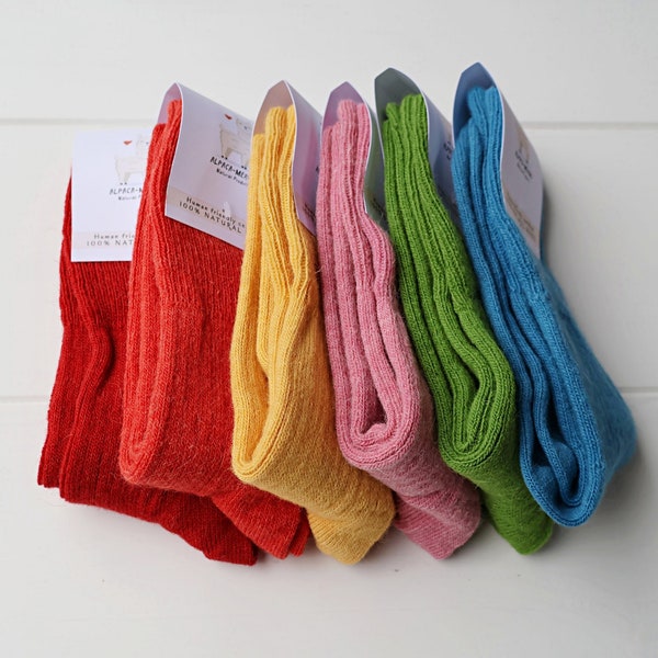 Handmade 100% Alpaka Wolle Damen Socken | 6 Farben | Extrafeine Alpaka-Socken | Alpaka Wollsocken in schönen Vintage Farben | Weihnachtsgeschenk