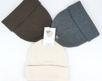 100% Merino Wool Beanie Trio Bundle Off-W Grey Chocolate | Unisex Beanie | Gender Neutral Wool Hat | Merino Wool Toque | Knitted Wool Beanie