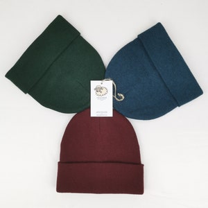 100% Merino Wool Beanie Trio Bundle Teal Green Maroon | Unisex Beanie | Gender Neutral Wool Hat | Merino Wool Toque | Knitted Wool Cap
