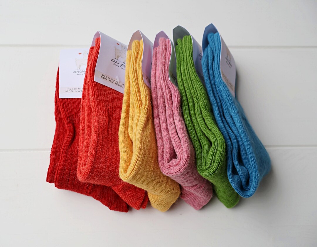 Handmade 100% Alpaca Wool Women Socks 6 Colors Extra Fine Alpaca Socks ...
