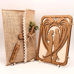 Inviti in stile romantico, inviti di nozze in legno, inviti rustici, inviti di nozze, inviti personalizzati, eleganti inviti Boho