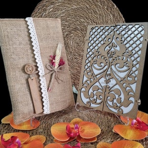 Invitaciones de boda florales de madera, invitaciones de boda rústicas, invitaciones de boda vintage, invitaciones boho, tarjetas de boda personalizadas