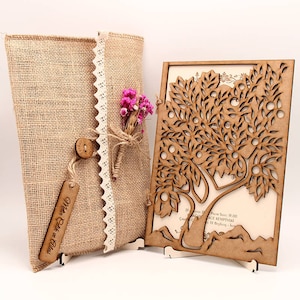 Inviti di nozze floreali, inviti di nozze in legno, inviti di nozze eleganti, inviti di nozze rustici, set di inviti di nozze