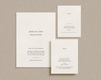 Minimalist Classic Wedding Template Set, Simple Wedding Stationery, Printable, Editable Template, Instant Download, Templett [Apollo]