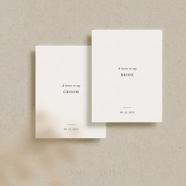 A Letter To My Bride/Groom, Classic Minimalist Wedding Cards, Archibald Collection