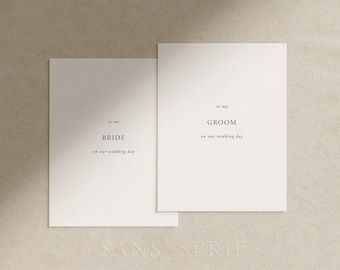 Cartes de mariage minimalistes, à ma demoiselle d'honneur le jour de mon mariage, à mon père le jour de mon mariage, à la carte de mariage de mes parents, à ma mère