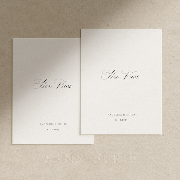 Wedding Vow Books with Elegant Script, Calligraphy Paper Vow Books, Personalized Letters