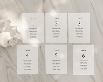 Minimalist Classic Seating Chart Card Template, Printable Wedding Cards, Simple Modern, Editable Template, Instant Download, Templett