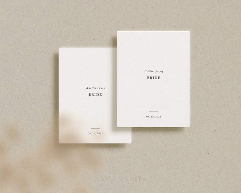 A Letter To My Bride/Groom, Classic Minimalist Wedding Cards, Archibald Collection Set (x2 bride)