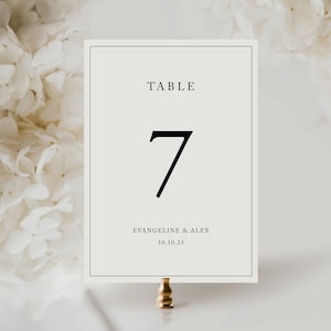 Simple Table Number Signs / Wedding Reception Table Numbers Printed on Cardstock