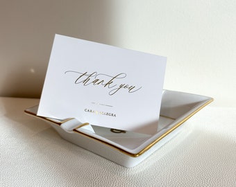 Cartes de remerciement imprimées en feuille d'or | Merci de mariage | Papeterie de mariage | Notes de remerciement de luxe | Merci de fiançailles | Cartes de correspondance en aluminium