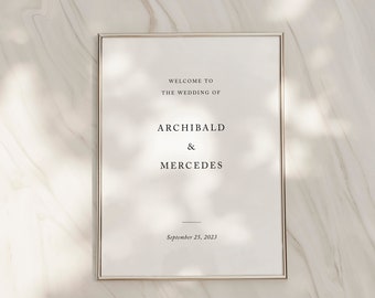 Classic Minimalist Wedding Welcome Sign Template, Editable Welcome To Our Wedding Sign [Archibald]