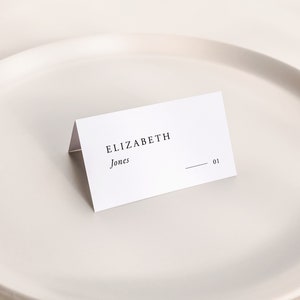 Minimalist Place Card Template Download, Escort Cards, Tented Place Cards with Meal Icon, Templett [Aspen]