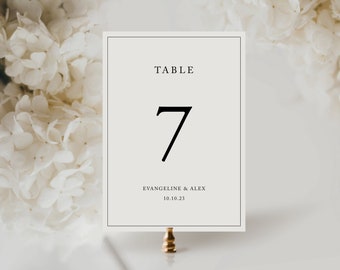 Minimalist Classic Table Card Template, Wedding Table Number, Simple Modern, Basic Printable, Editable Template, Instant Download, Templett