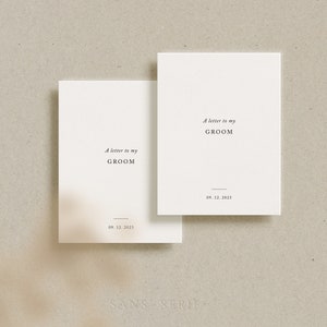 A Letter To My Bride/Groom, Classic Minimalist Wedding Cards, Archibald Collection Set (x2 groom)