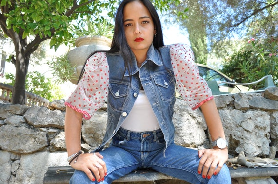 Recycled Denim Jacket With Tulle love in Cage 