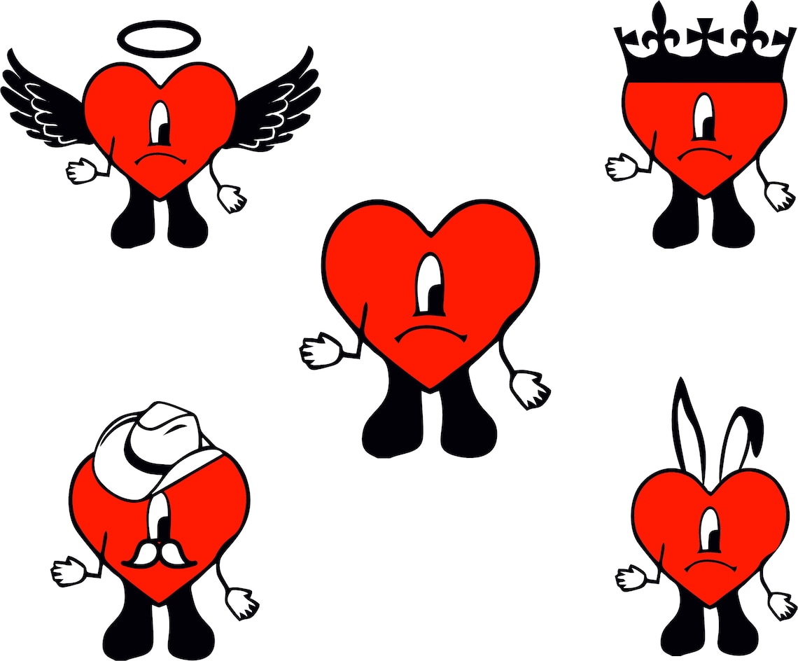 Bad Bunny Heart SVG Png Dxf Cricut File Cameo File Etsy Australia