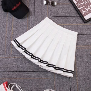 High Waist Women's Skirts Striped Pleated Elastic Waist - Etsy