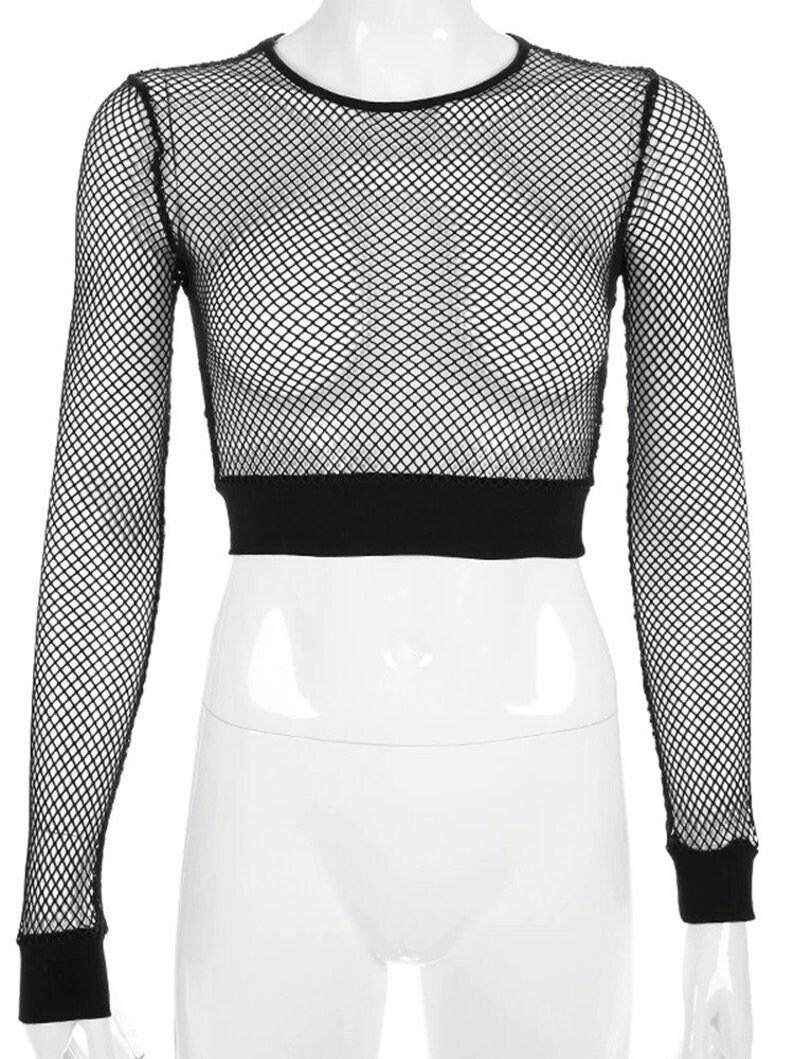 Women's Black Mesh Crop Top / Streetwear / Etsy