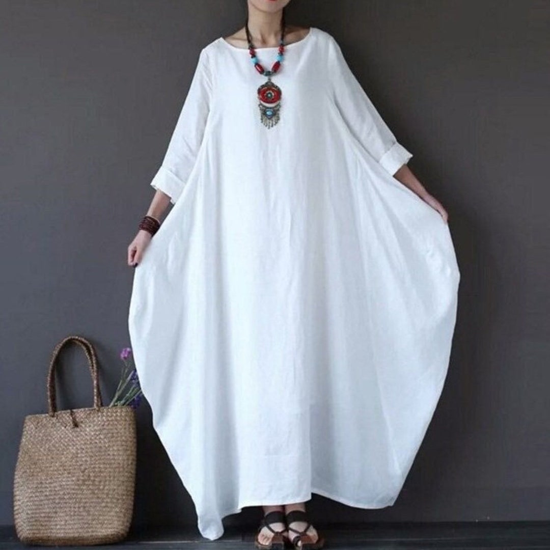 Shift Robe Cotton Dress Casual Loose Robes Long Sleeves Shift Dress Boho - Etsy