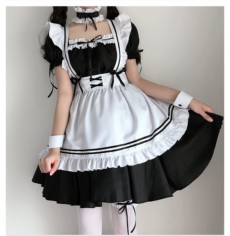 Buy YOMORIO Polyester Womens Cute Maid Costumes Lolita Japanese Anime  Cosplay Uniform Vintage French Maid Dress Black at Amazonin