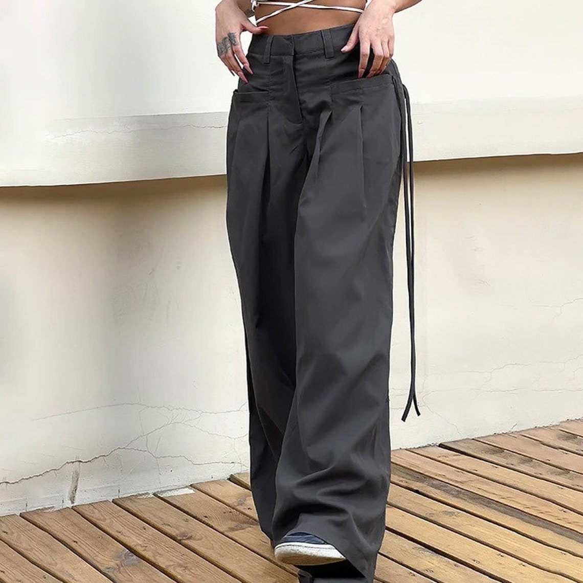 Women Wide Leg Pants Baggy Y2k Trousers Palazzo High Waisted - Etsy