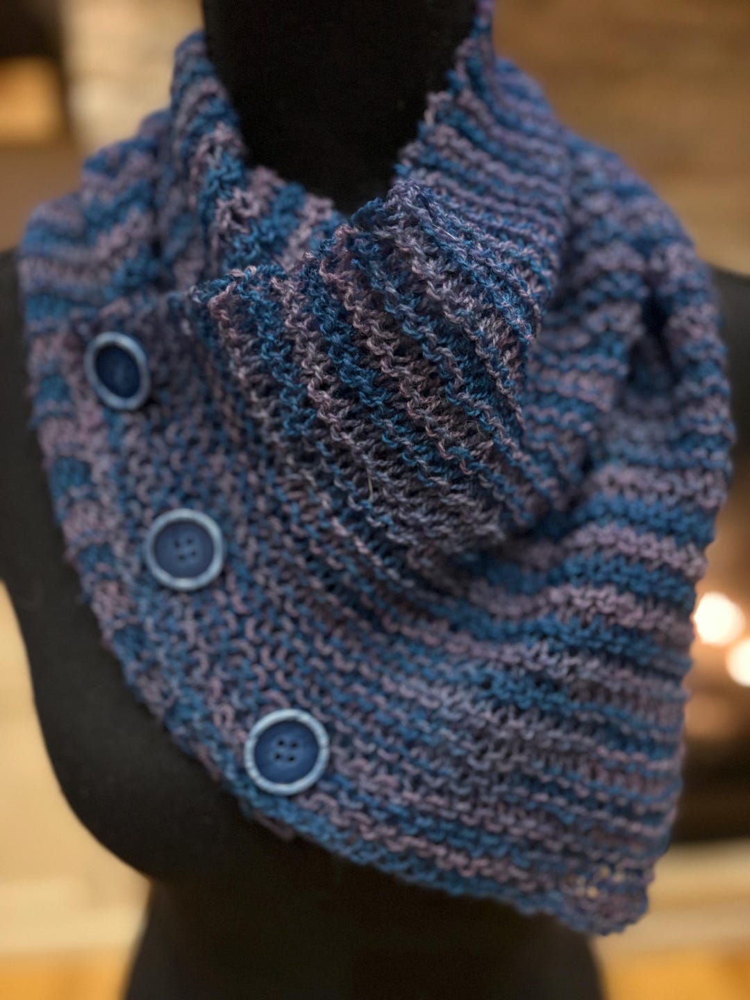 Hand Knit Merino Wool Blend Neck Warmer Scarf, Unisex Button Design - Etsy