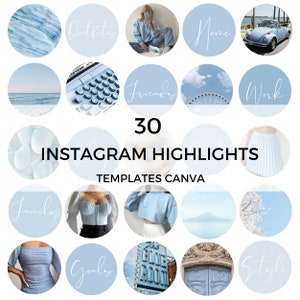 30 Blue Instagram Highlight Covers | Highlight Instagram | Instagram Story Icons | Canva template | Instagram Template | Highlight pro