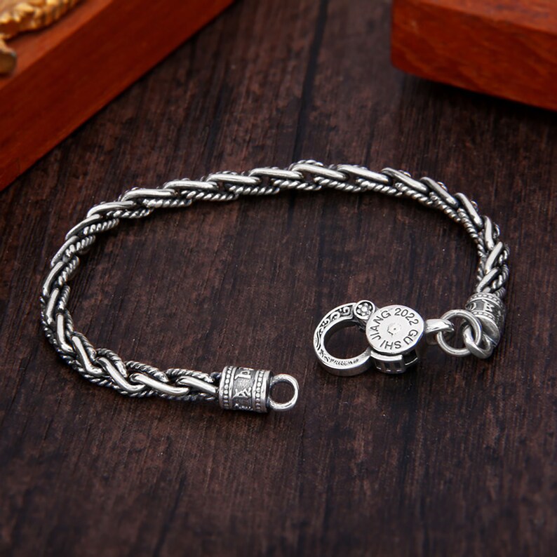 Vintage Sanskrit Rope Chain Silver Braceletretro Sanskrit Etsy