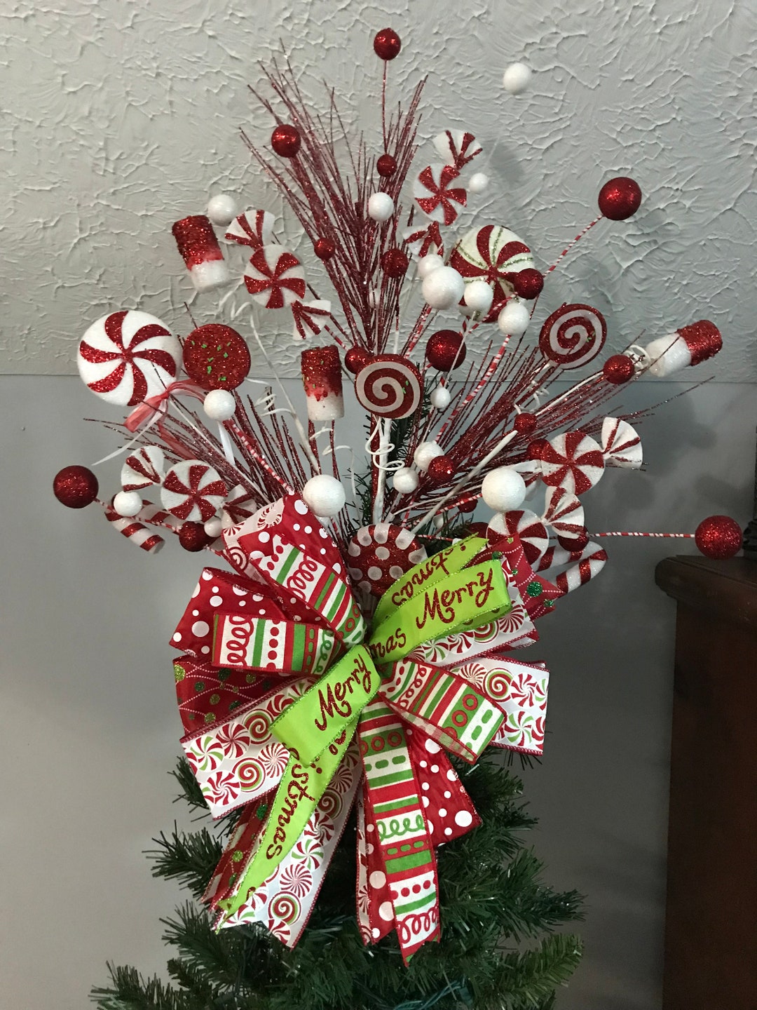 Christmas Tree Topper Candy Tree Topper Whimsical Tree Etsy