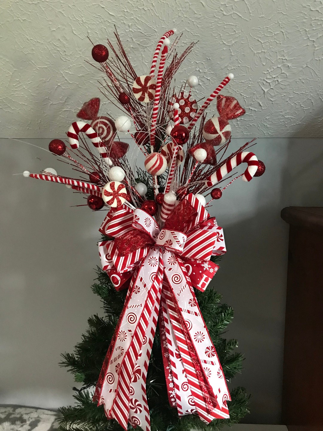 Candy Cane Tree Topper Peppermint Candy Tree Topper Etsy