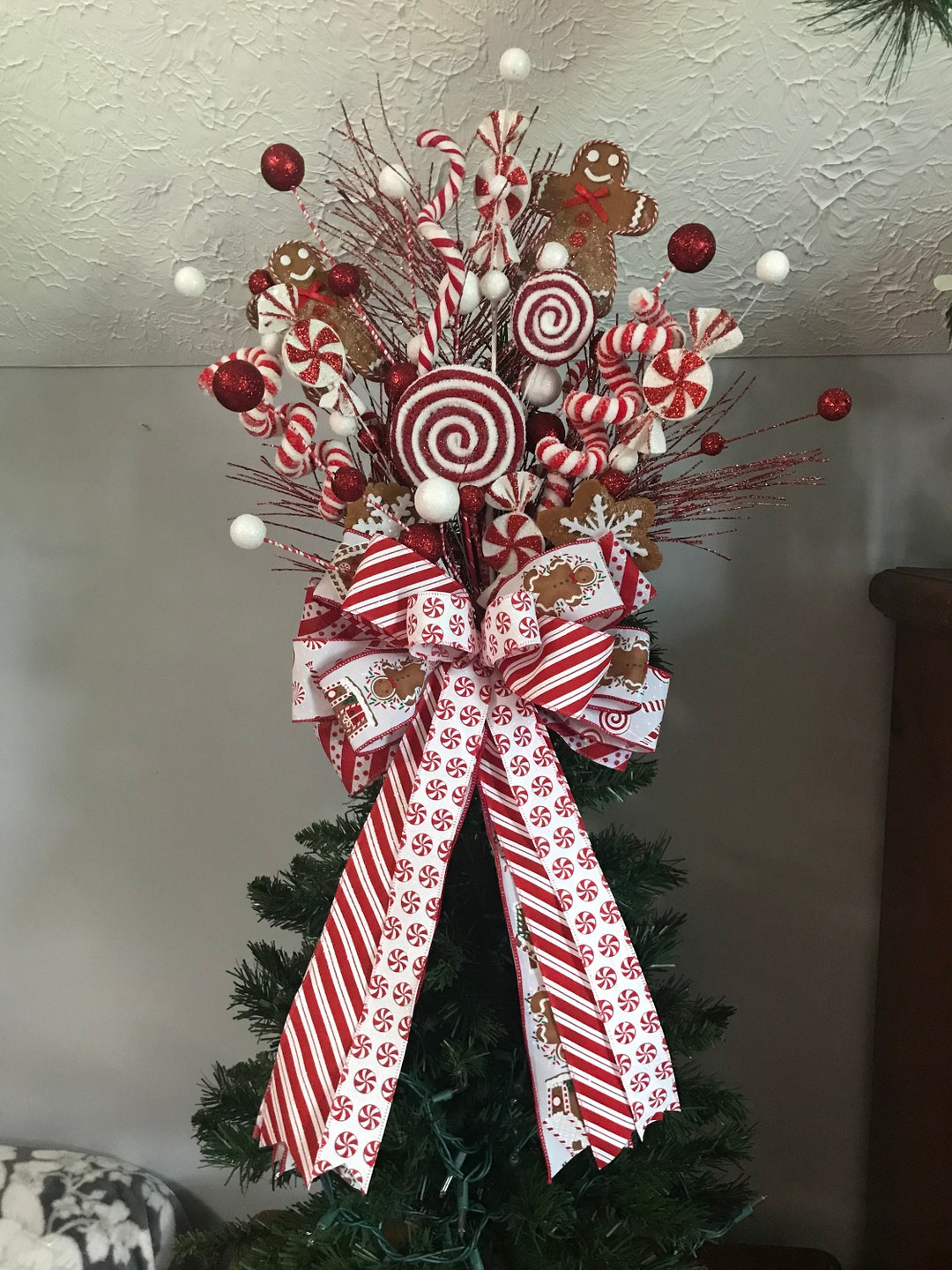 Gingerbread Man Tree Topper Whimsical Christmas Tree Topper Etsy