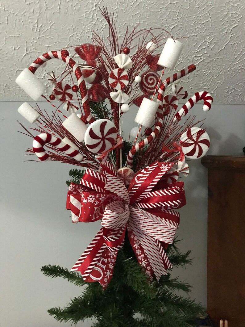 Christmas Tree Topper Peppermint Candy Tree Topper Whimsical Etsy