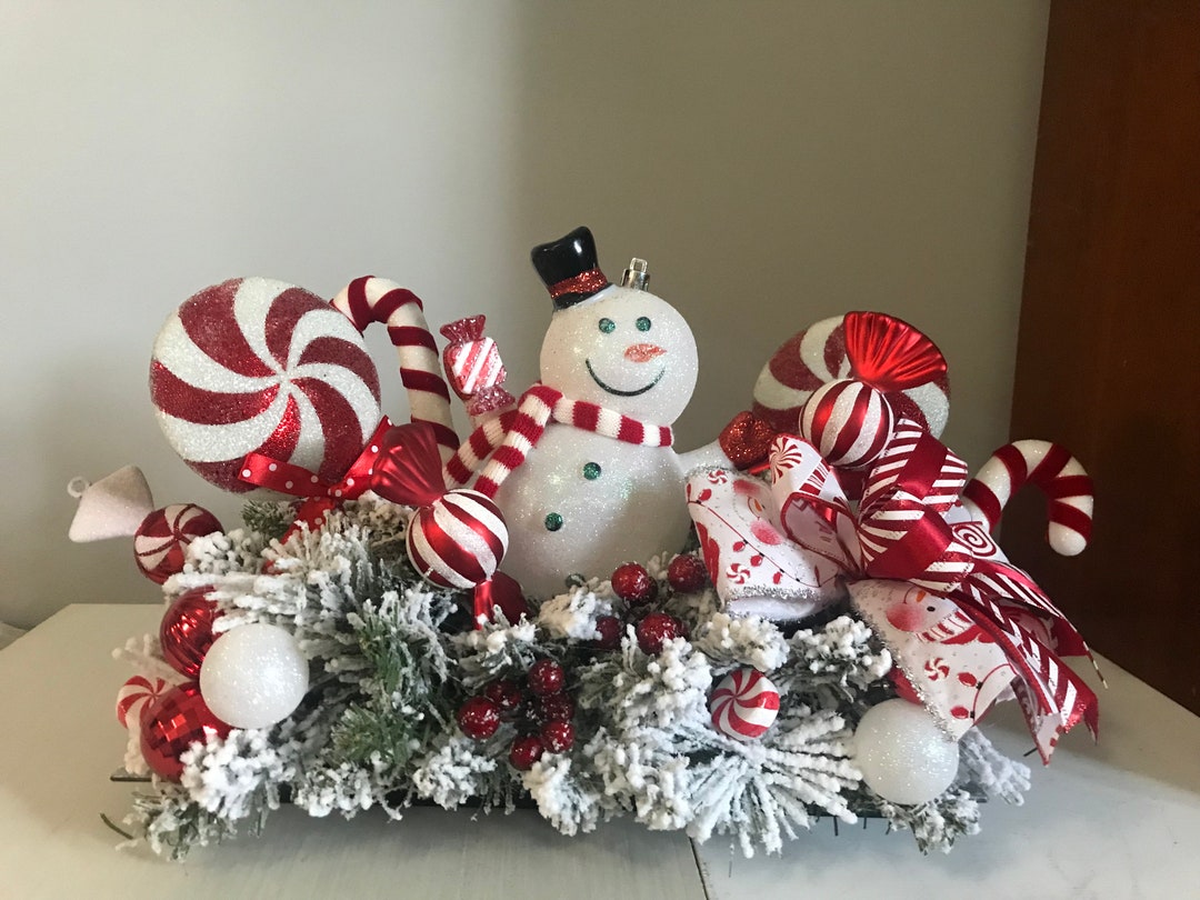 Winter Snowman Centerpiece Christmas Table Decor Christmas Etsy