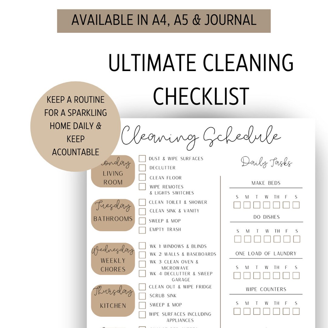 Ultimate Cleaning Checklist L Cleaning Schedule L Home Cleaning Guide L